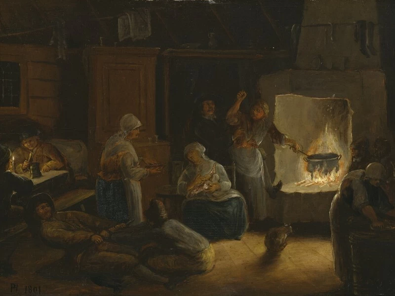 1746-Pehr Hörberg - All'interno di una casa di contadini nello Småland - Museo Nazionale, Stoccolma